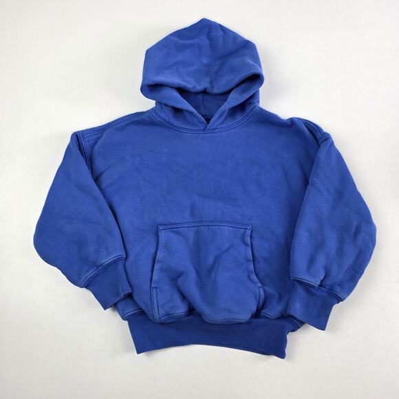 YZY Gap Hoodie Youth Small 6-7 Blue Pullover Kangaroo Pocket Drop Shoulder Kids - Picture 1 of 11